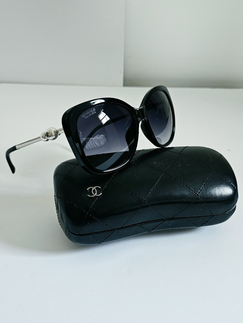 Chanel Acetate Butterfly Winter Pearl Sunglasses 5339-H Black